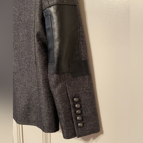 Zadig & Voltaire Metallic Grey Leather Detailed Blazer - Picture 4 of 7